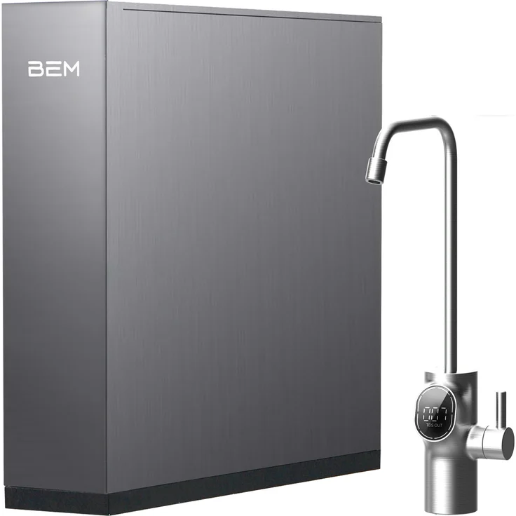 BEM Orion Ultra Slim Tankloser Wasserfilter mit Intelligentem Wasserhahn und 5-Stufigem Filtersystem in Schwarz-Silber