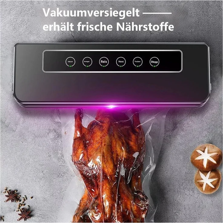 SinLaw Vakuumierer mit 65 kPa Saugkraft, 5 Modi und 10 Frischhaltebeuteln, Schwarz