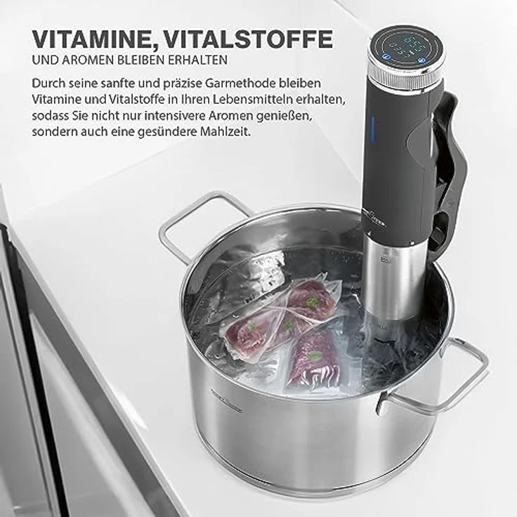 Profi Cook PC-SV 1126 Sous Vide Stick, Edelstahl, LED-Multifunktionsdisplay, Timer-Funktion, 800 W – Bild 3