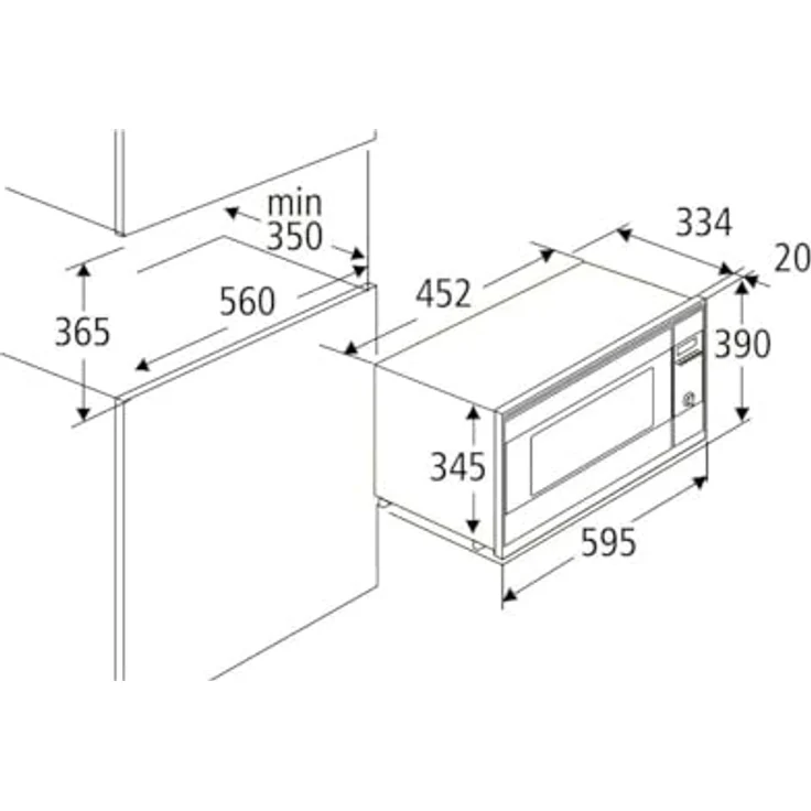 PKM MW 800,8-20G-EB Mikrowelle mit Grill, Einbaugerät, 20 Liter Garraum, 800 Watt, silber – Bild 3