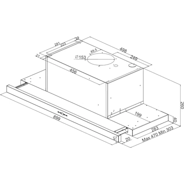 Amica FH 694 621 S, Flachschirmhaube 90 cm, schwarz, Abluft- und Umluftbetrieb, LCD Display, SoftTouch Bedienung, 3 Leistungsstufen, 2 x LED Beleuchtung – Bild 2
