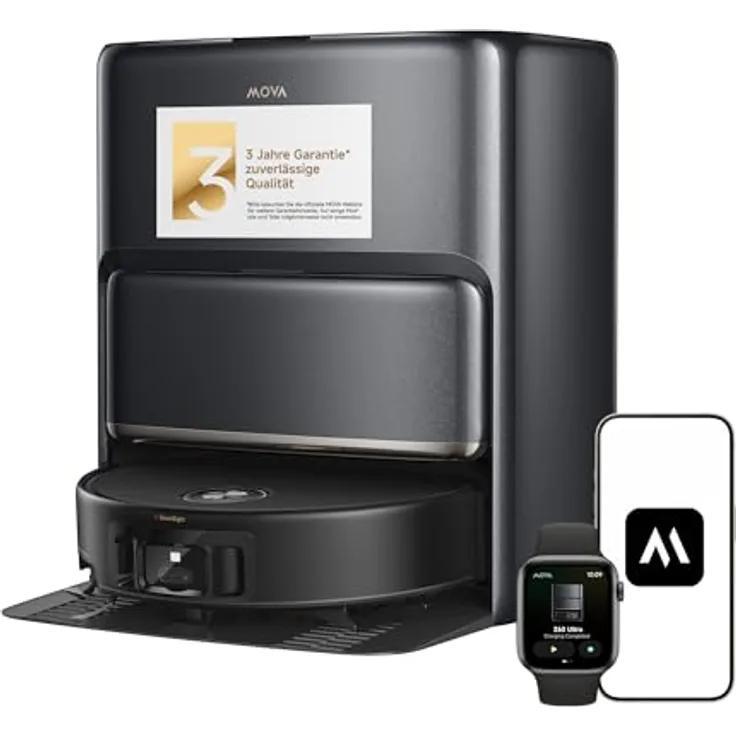 Mova Z60 Ultra Roller Complete, Saugroboter mit Wischfunktion, 700 W, Warmwasser-Wischsystem, 28.000 Pa, Hindernisüberwindung, App-Steuerung