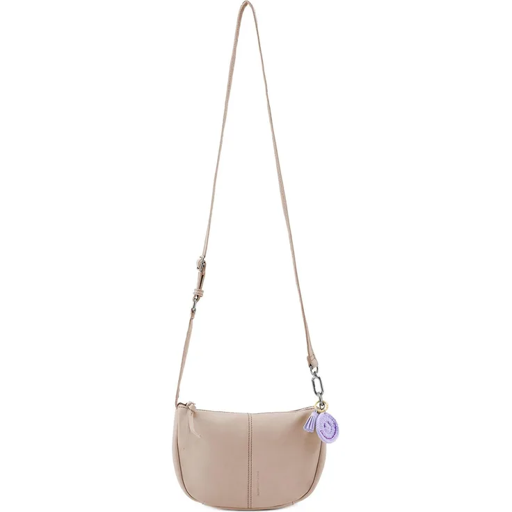 FredsBruder Take A Smile Umhängetasche, elegante Lederhandtasche mit 24 cm, braun, geräumiges Reißverschlussfach und längenverstellbarem Gurt
