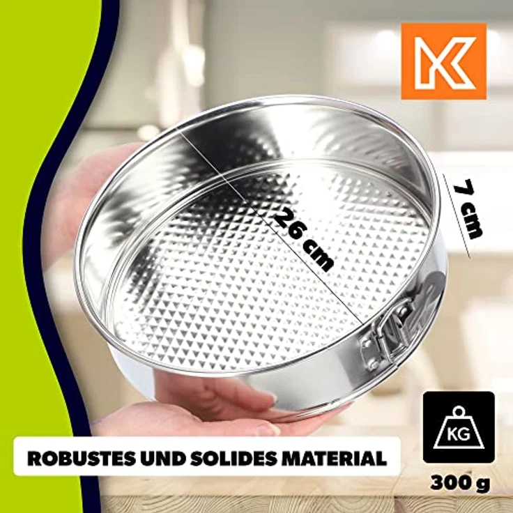 KADAX Tortenform, Ø 21,5cm-30cm, runde Springform aus verzinktem Blech mit Antihaftschicht, auslaufsicher und flachem Boden, Silber (∅ 26cm) – Bild 3