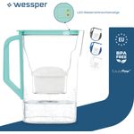 Wessper 2,7 L Wasserfilterkanne kompatibel mit Brita Maxtra für Kühlschranktür mit manueller Filterverschleißanzeige | 1x Wasserfilter – Minze
