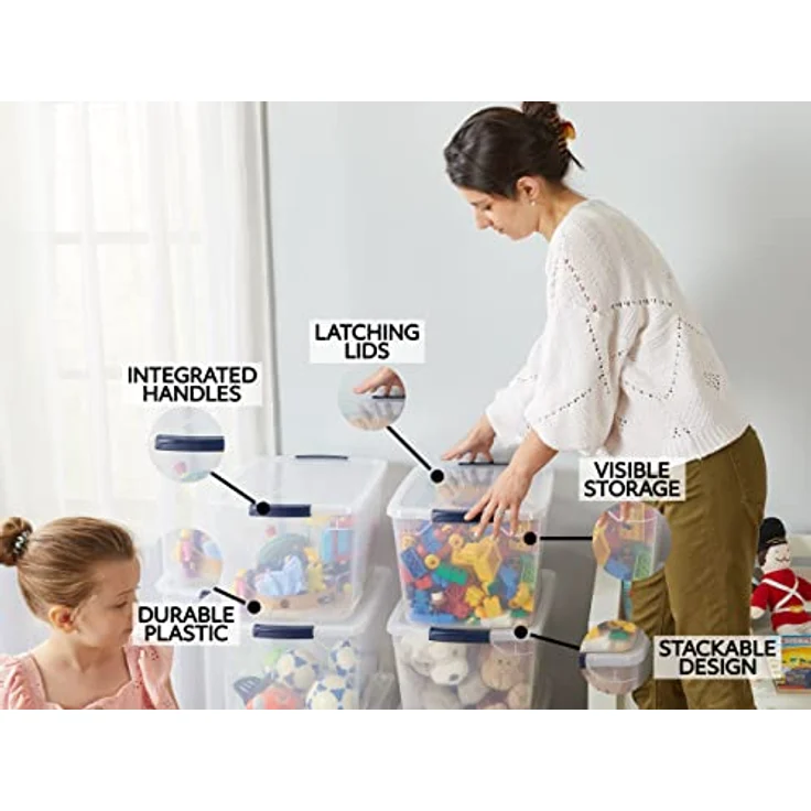 RUBBERMAID Cleverstore Aufbewahrungsbehälter, stapelbar, groß, mit robusten, transparenten Deckeln 30 Quart - 6 Pack farblos – Bild 6