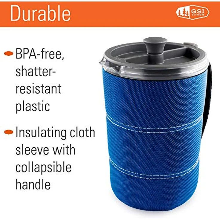 GSI Outdoors Javapress 30oz French Press, BPA-frei, bruchsicher, blaue Isolierung – Bild 4