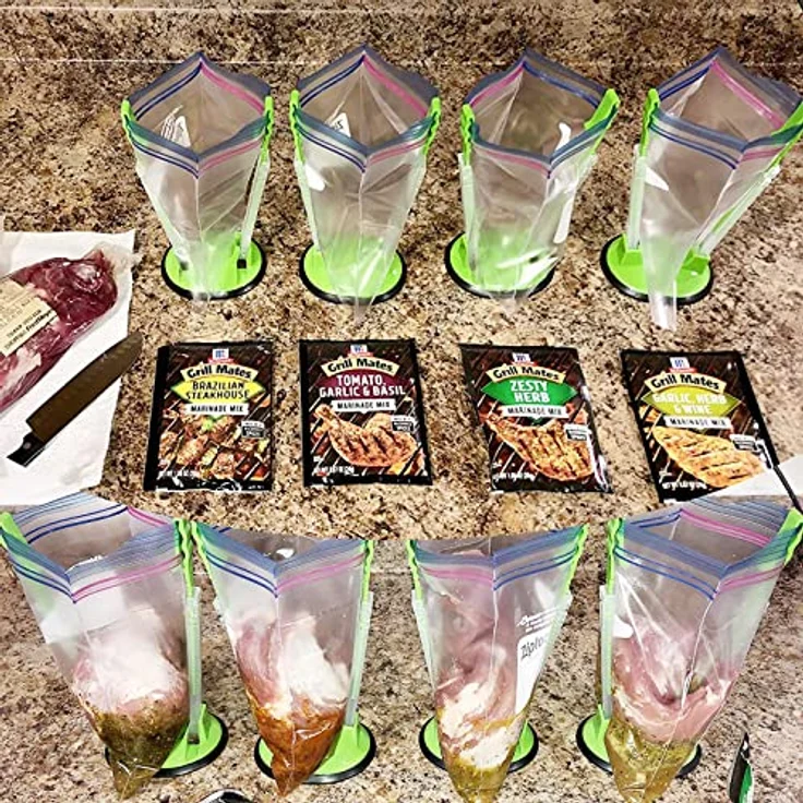 Ziplock-Beutelhalter, verstellbar, für Kunststoff-Gefrierbeutel, freihändig Pack of 4 grün – Bild 6