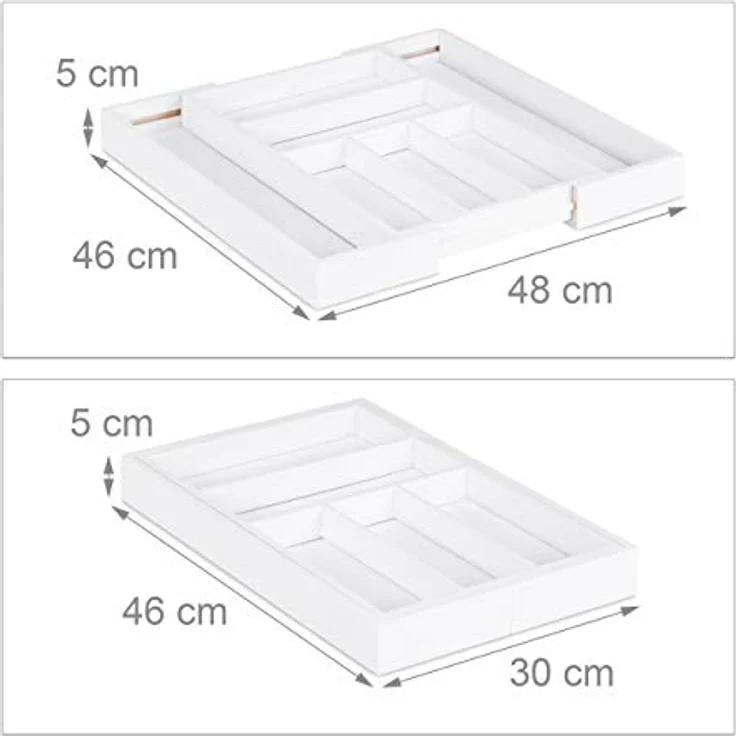 Relaxdays 10023244 Besteckkasten, Weiß – Bild 4