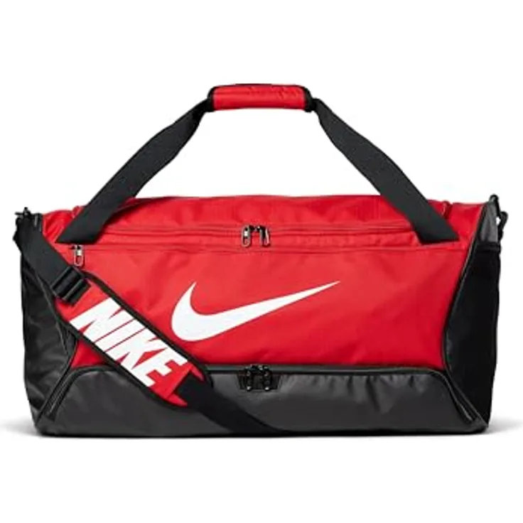 Nike Brasilia Training Duffel Bag, geräumige Sporttasche mit separatem Schuhfach, schwarz aus 65% recyceltem Polyester
