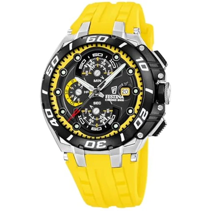 Festina Chrono Fahrraduhr F20755/5, Silikonarmband, robuste Sportuhr mit Stoppuhrfunktion