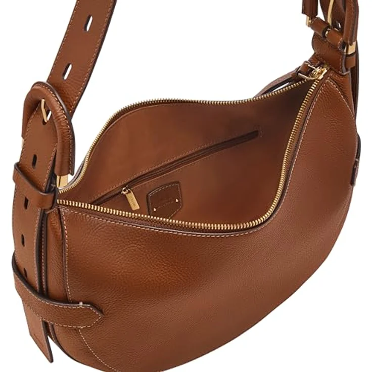 Fossil Harwell Schultertasche, Handtasche aus Leder, 35 cm, Braun mit praktischem Stauraum – Bild 4