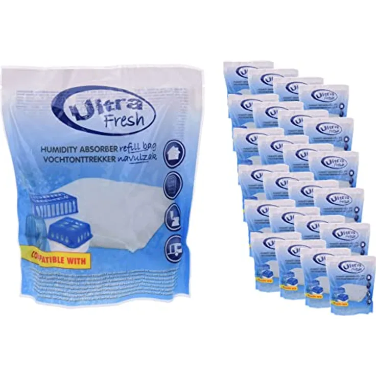 Spetebo 24x 450g Luftentfeuchter Nachfüllpack Ultra Fresh - Entfeuchter-Granulat für Räume bis 25 qm, kompatibel mit Ultra Fresh Entfeuchter Boxen, 13 x 13 cm