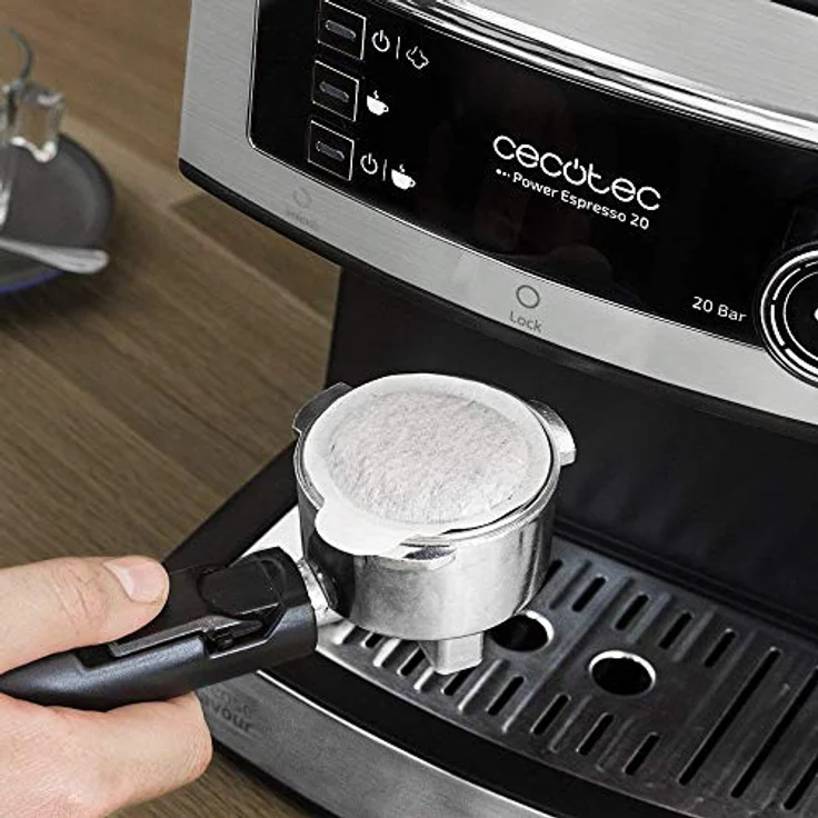 Cecotec Kaffeemaschine Power Espresso 20 .20 bar, wassertank 1,5L, Siebträger mit Doppelauslauf,für 1-2 Tassen,Milchaufschäumdüse, Tassenabstellfläche, 850 W, edelstahl – Bild 6