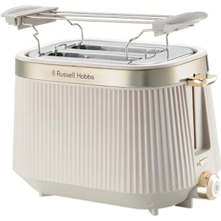 Russell Hobbs Brontë Stone Toaster, für 2 Scheiben mit 6 Bräunungsstufen, Mattes Finish, Goldakzente, Lift & Look, Auftaufunktion, Aufwärmfunktion, Brötchenaufsatz, 26761-56