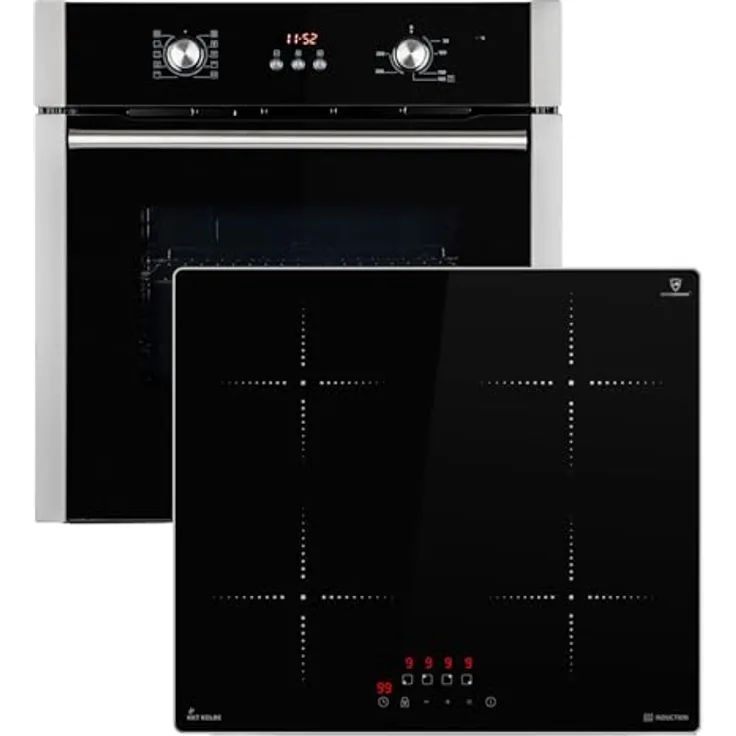 KKT KOLBE Autarkes Herdset SET8805IH859ED, 60cm Einbaubackofen BO8805SS mit Heißluft & Grill, 59cm Induktionskochfeld IH85900ED mit 4 Kochzonen, Automatik-Timer, 2-fach Wärmeschutzverglasung, Kindersicherung, Energieeffizienz A+