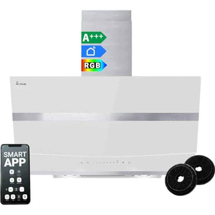 KKT KOLBE HERMES8005WM Dunstabzugshaube 80cm mit RGB-W Ambientebeleuchtung, WLAN-Steuerung und Nachlaufautomatik, weiß – Bild 1