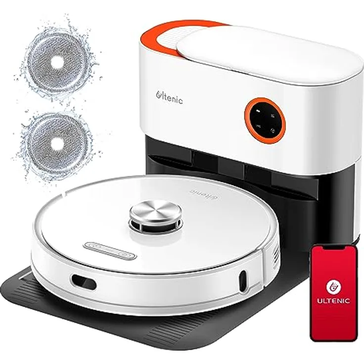Ultenic T10 Pro Saugroboter mit Wischfunktion, 4000 Pa Staubsauger mit Absaugstation und UV Licht, LiDAR Navigation, Laufzeit 220 Min, APP/Alexa Kontrolle, Teppiche und Tierhaare