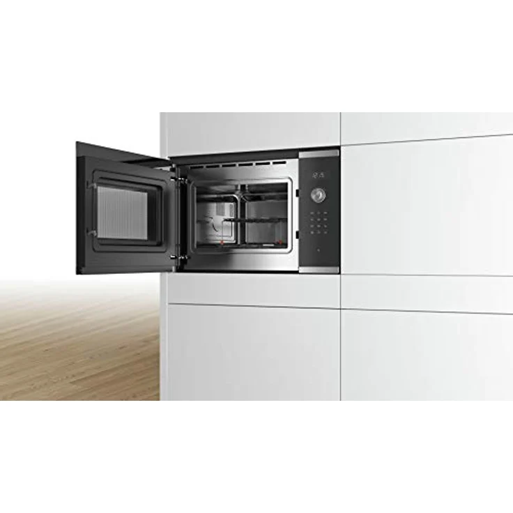 Bosch BEL554MS0 Serie 6 Mikrowelle mit Grill, Einbaugerät, 900 Watt, 25 Liter Garraum, Drehteller 31,5 cm, Türanschlag Links, 8 voreingestellte Automatikprogramme, edelstahl – Bild 2