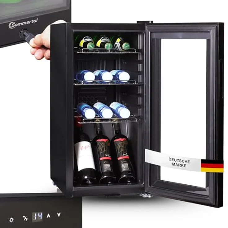 Sommertal Getränkekühlschrank GK50, 50L, 76 cm hoch, Touchscreen, Schloss, schwarz, energiesparend und leise – Bild 1