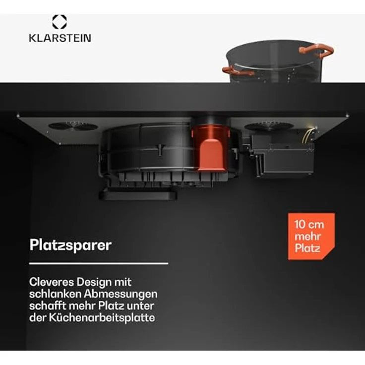 Klarstein AirJet 90 Induktionskochfeld mit Dunstabzug, Energieeffizienzklasse A++, 750 m³/h Absaugleistung, 10.000-W-Boost, Flexzonen, Touchpanel, Anthrazit – Bild 6