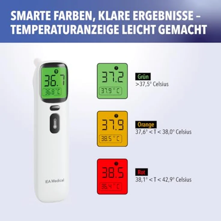 IEA Medical Infrarot-Fieberthermometer AOJ-20A, berührungslose Temperaturmessung mit Fieberalarm und Speicherfunktion – Bild 2