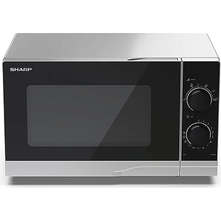 Sharp YC-PS201AE-S Mikrowelle, Standgerät, 20 Liter Garraum, 700 Watt, 6 Leistungsstufen, Auftaufunktion, silber, schwarz – Bild 4