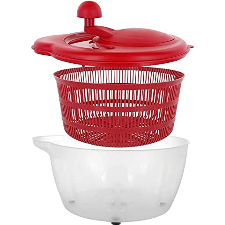 Westmark Salatschleuder, Kunststoff, Durchmesser: 26 cm, Höhe: 21,5 cm, Fassungsvermögen: 5 Liter, Fortuna, Rot-Transparent, 24322260 – Bild 4