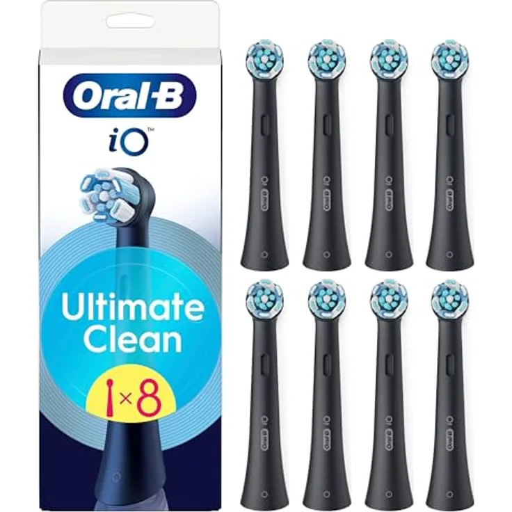 Oral-B iO Series Ultimate Clean, Zahnbürstenkopf mit Mikrovibrationen, 8er Pack, schwarz