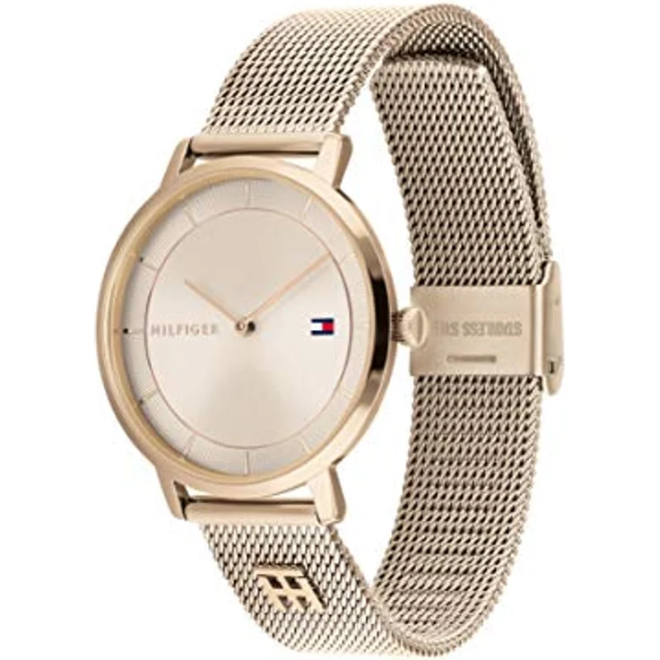 Tommy Hilfiger Analog Quarzuhr für Damen mit Rotgoldfarbenes Edelstahl-Mesh-Gliederarmband - 1782287, Sonnenstrahlen-Zifferblatt - Preisvergleich – Bild 2