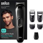 Braun MGK3410 Barttrimmer All-In-One Style Kit Serie 3, Schwarz, mit ultrascharfen Klingen und 50 Min. Laufzeit