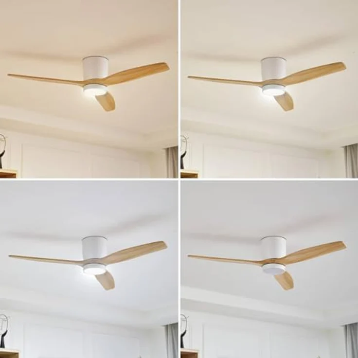 Lucande LED Deckenventilator mit Licht, Fernbedienung, 6 Geschwindigkeiten, Farbwechsel, Sommer- und Winterbetrieb, Holz hell, Ø 132 cm, 18W, 2000lm – Bild 4