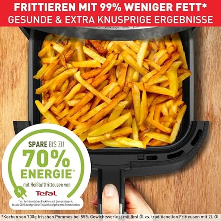 Tefal EY5058 EASY FRY & GRILL XL PRECISION Heißluftfritteuse, 1400W, 4,2L, 8 Programme, mit Display, inkl. Auffangbehälter, Grillrost, Korb, schwarz – Bild 4