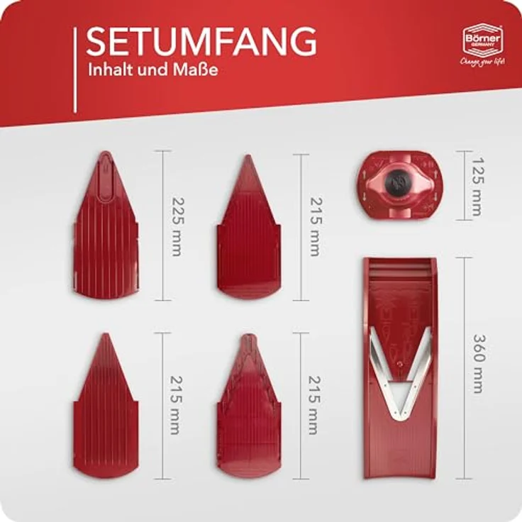 Börner Gemüsehobel V1 ClassicLine Starter Set, Kunststoff, mit 2 Messereinschüben rot – Bild 8