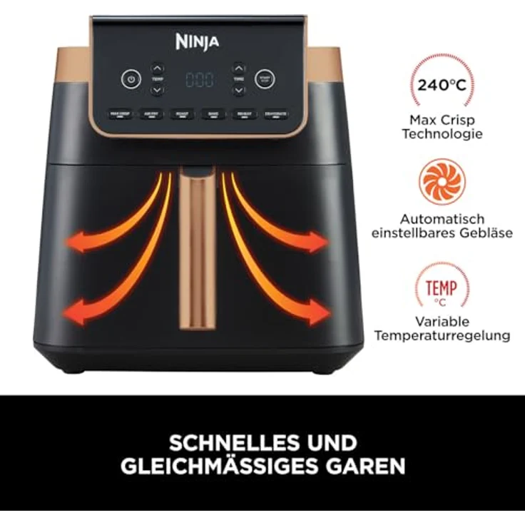 NINJA Fritteuse AF180EUDBCP Air Fryer MAX, Heißluftfritteuse mit 2000 Watt Leistung - schwarz – Bild 6