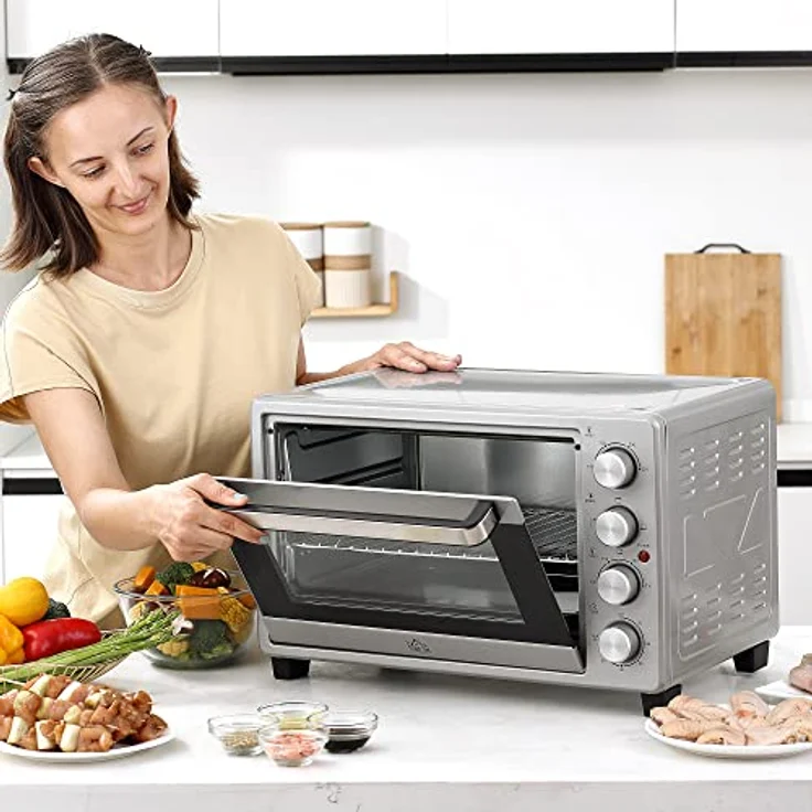 HOMCOM Minibackofen, Standgerät, Garraum 32 l, 1600 W, silber – Bild 2