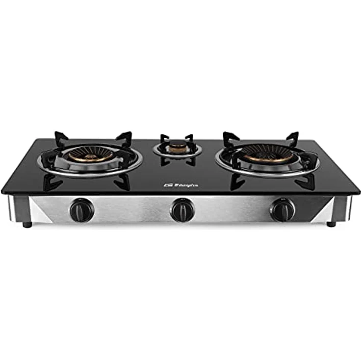 Orbegozo FO 3520 - Gaskocher, zwei Brenner mit Dreifach-Krone, Butan oder Propan, Piezo-Zündung, Oberfläche aus gehärtetem Glas, Edelstahlgehäuse – Bild 2