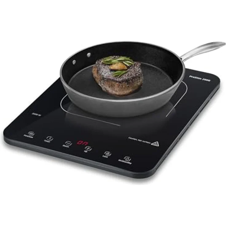 Caso ProSlim 2000 - Mobiles Induktionskochfeld, 2000W, 10 Leistungs- & Temperaturstufen, Sensor-Touch, LED-Anzeige, Auto-Topferkennung, Timer, Überhitzungsschutz, Kindersicherung, Schwarz – Bild 5