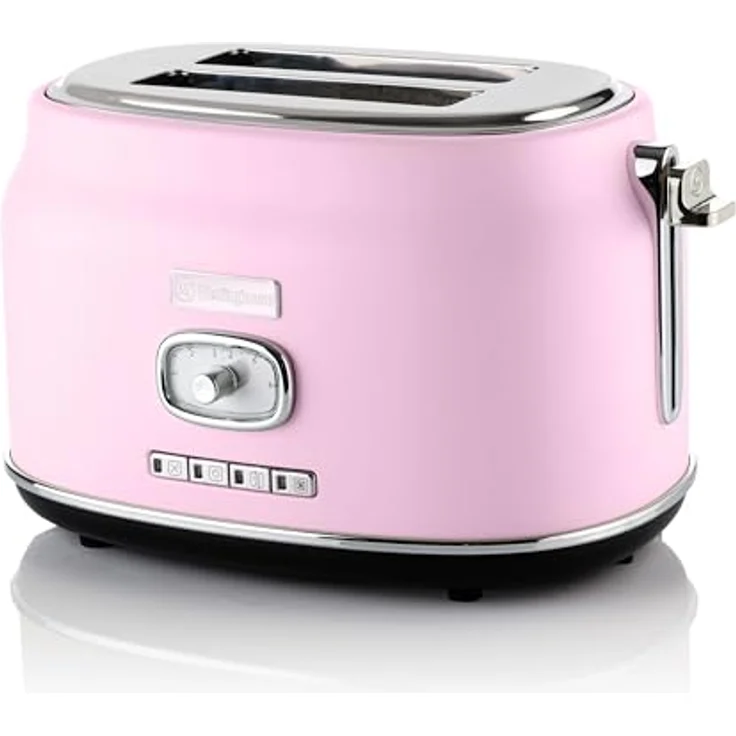 Westinghouse Retro Toaster 2 Scheiben, Abnehmbarer Brötchenaufsatz, 6 Bräunungsstufen, Brotzentrierung, Auftau-, Aufwärm- & Stoppfunktion, Kontrollleuchte, Ausziehbare Krümelschale, pink – Bild 1
