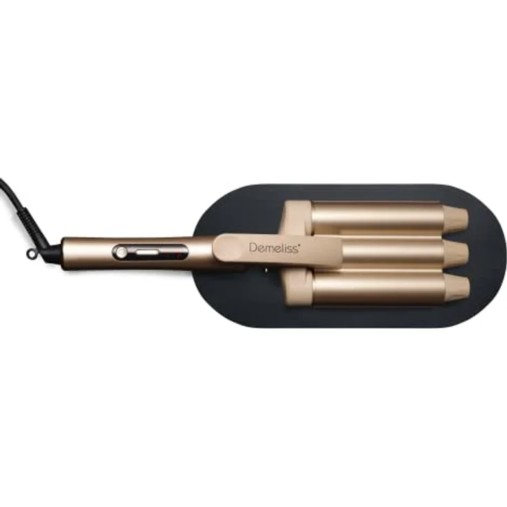 Demeliss - Saint Algue - WAVES GOLD, Welleneisen – Lockenwickler mit Welleneffekt – Keramik- und Turmalinbeschichtung – 10 Temperaturen – inklusive hitzebeständiger Matte und Aufbewahrungstasche – Bild 2
