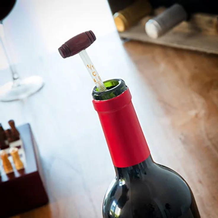 InnovaGoods Korkenzieher Weinzubehörset mit Schachspiel 37 Stück, Holz und Edelstahl – Bild 5