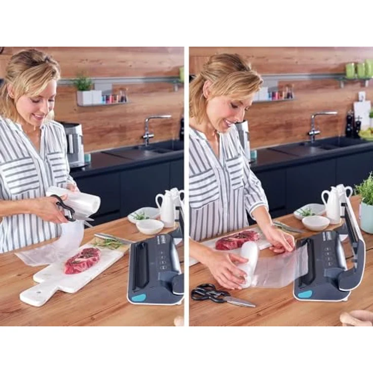 Leifheit Vakuumiergerät Vacu Power 300, Vakuumierer zum Konservieren, Lebensmittel bleiben 5x länger frisch, ideal zum Sous-Vide-Garen, Folienschweißgerät inkl. 10 Vakuumierbeuteln 20x30cm – Bild 4