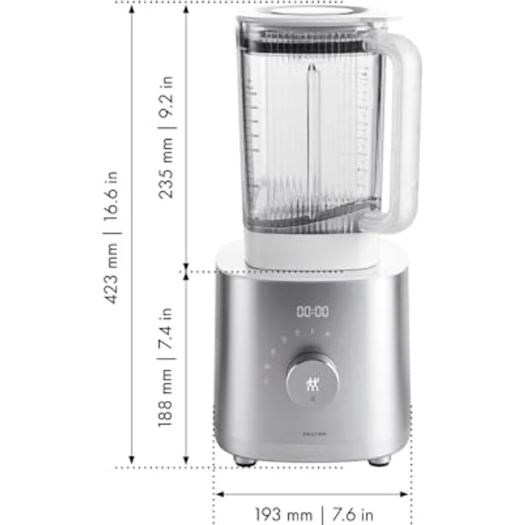 Zwilling Enfinigy Hochleistungsstandmixer 1600W 5300, 12 Geschwindigkeiten, 6 Automatikprogramme, 1,8L Behälter, silber – Bild 5