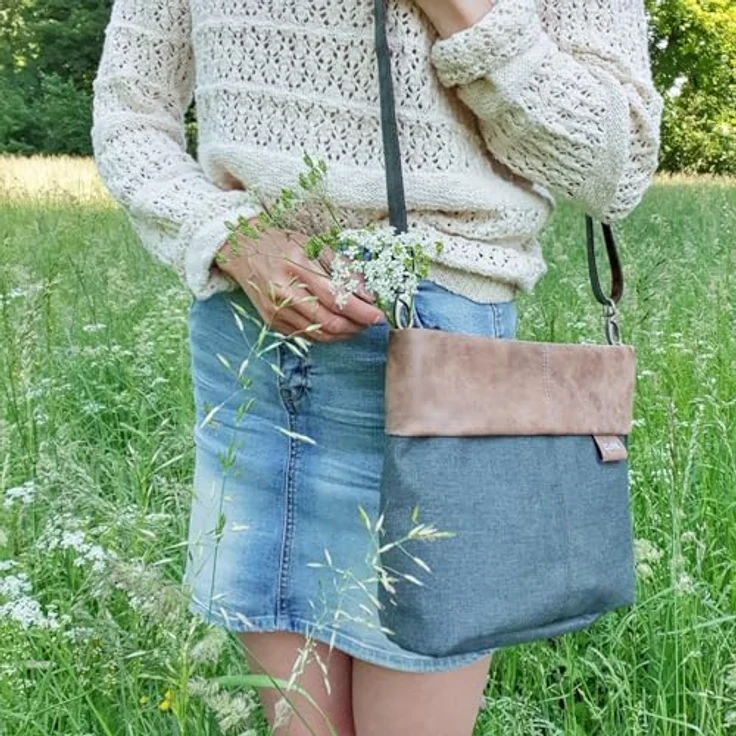 ZWEI Beuteltasche Olli OT8, wasserabweisende Umhängetasche mit 2 abnehmbaren Tragegurten, Schwarz – Bild 4