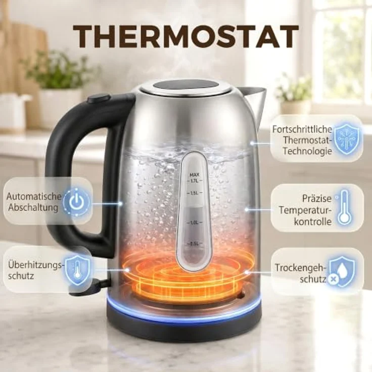 HOMCOM Wasserkocher und Toaster Set, Schnellkoch-Wasserkocher 1,7 l und 4-Scheiben-Toaster, Schwarz – Bild 4