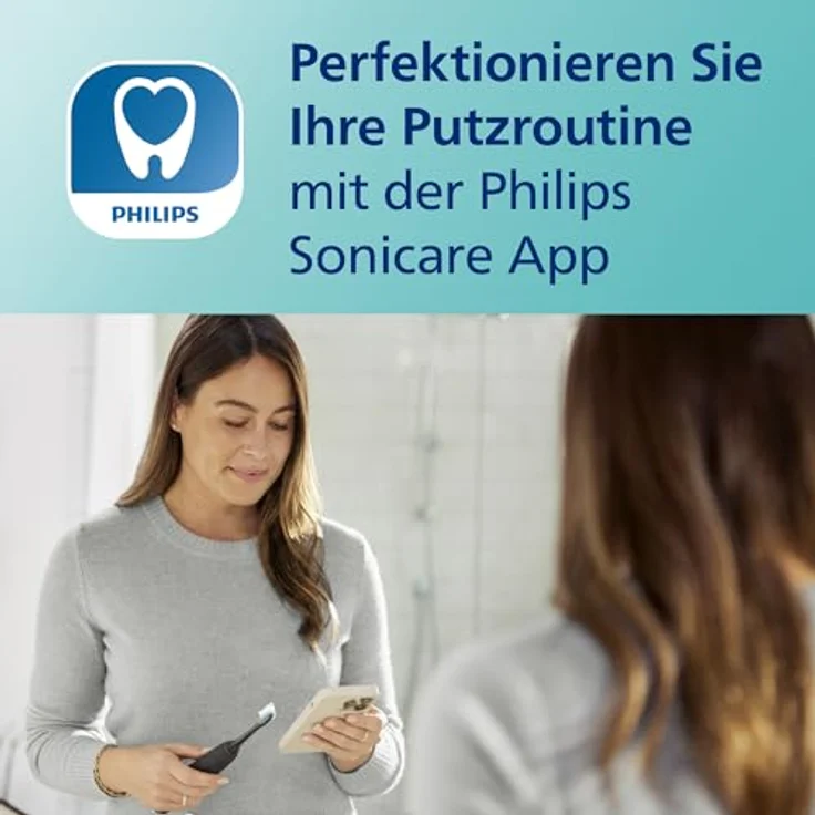 Philips Sonicare DiamondClean 9000 HX9914/54 Elektrische Zahnbürste Doppelpack - 2 Schallzahnbürsten mit 4 Putzprogrammen, Timer & Ladeglas, neue Generation, schwarz – Bild 5