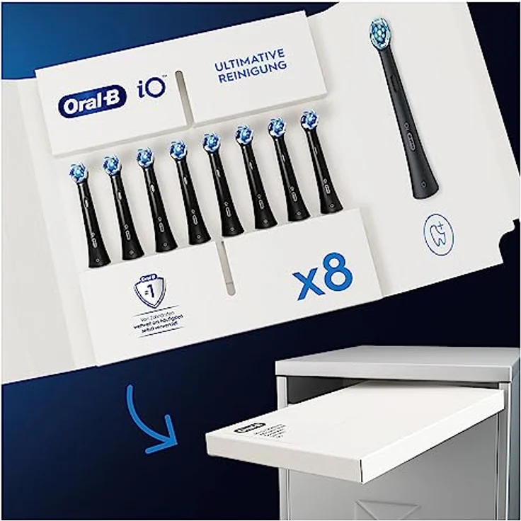 Oral-B iO Ultimative Reinigung Aufsteckbürsten für elektrische Zahnbürste, 8 Stück, ultimative Zahnreinigung, Zahnbürstenaufsatz für Oral-B Zahnbürsten, briefkastenfähige Verpackung, schwarz – Bild 2