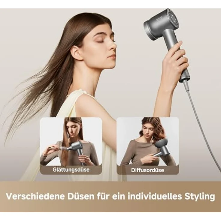 DREAME Hair Glory Mix, High-Speed-Haartrockner mit 3 magnetischen Düsen, NTC-Temperaturregelung, 300.000.000 negative Ionen/cm³, 110.000 U/min Motor, 336 g leicht, Schwarz – Bild 2