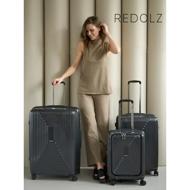 REDOLZ Handgepäck mit Laptopfach | Ultra-Leichter Koffer 40 x 23 x 55 cm & Frontöffnung | von 45 auf 55 Liter erweiterbar | nur 3,2 kg (Essentials 14) – Bild 3