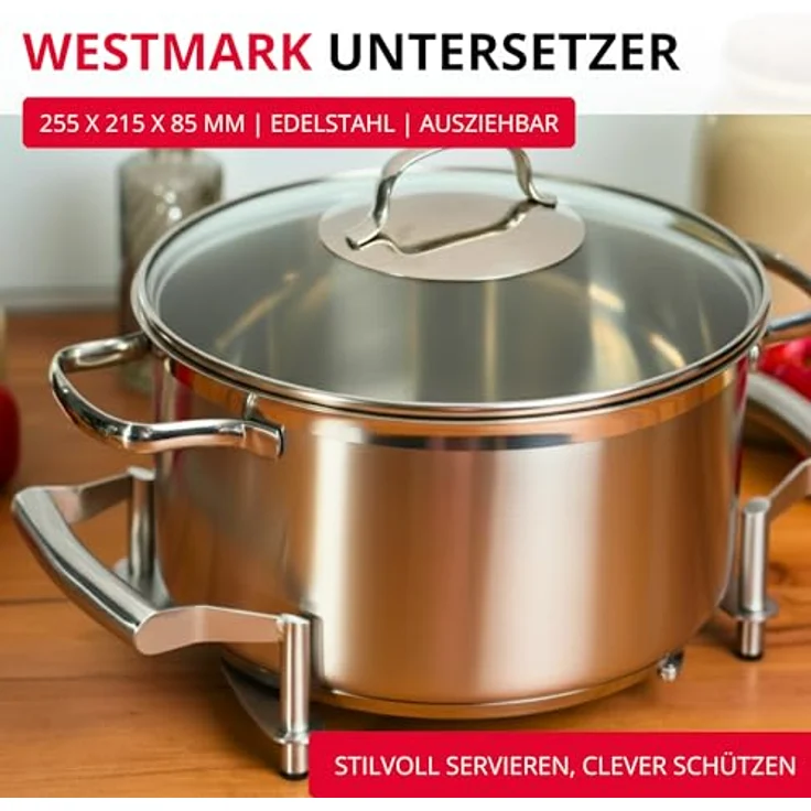 Westmark Ausziehbarer Topf-Untersetzer, 18 - 42 cm, Rostfreier Edelstahl, Flexi, Silber, 16412260 – Bild 3